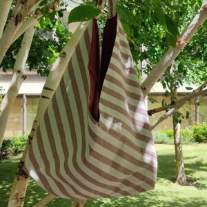 Bolso origami rayas rojas